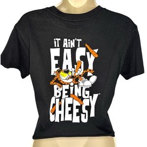 Women’s Cropped Graphic T-shirt Cheetos Logo Size Small Black